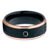 Rose Gold Tungsten Ring - Black Tungsten Ring - Black Ring - Black Diamond - Clean Casting Jewelry
