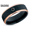 Black Diamond Wedding Ring - Rose Gold Ring - Man's Wedding Ring - Tungsten Ring - Black Ring