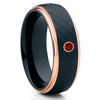 Black Tungsten Wedding Band - Men's Tungsten Ring - Ruby Tungsten Ring - Clean Casting Jewelry
