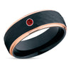 Ruby Wedding Ring - Black Tungsten Wedding Band - Rose Gold Wedding Band - Tungsten Ring