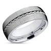 Braid Wedding Ring - Silver Tungsten Ring - Tungsten Carbide Ring - Engagement Ring