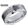 Man's Wedding Ring - Silver Tungsten Ring - Tungsten Wedding Band - Tungsten Carbide