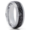 Meteorite Tungsten Wedding Band - Silver Tungsten Ring - Meteorite Ring - Clean Casting Jewelry