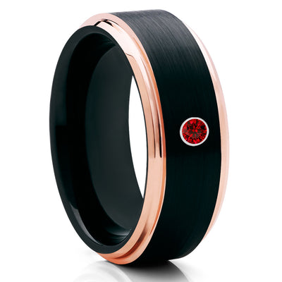 Ruby Tungsten Ring,Tungsten Wedding Band,Black Tungsten,Unisex Tungsten,Brushed - Clean Casting Jewelry
