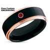 Black Wedding Ring - Rose Gold Wedding Ring - Ruby Ring - Anniversary Ring