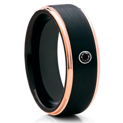 Black Tungsten Wedding Band - Black Diamond Ring - Black Tungsten Ring - Brush - Clean Casting Jewelry