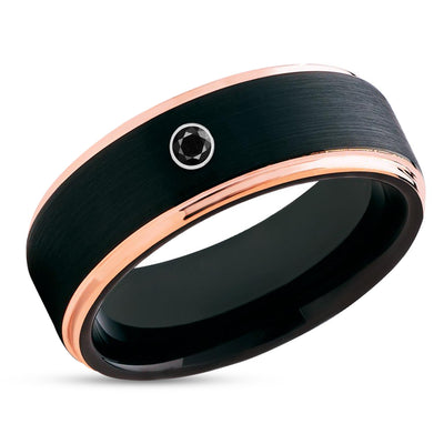 Black Tungsten Wedding Band - Black Diamond Ring - Black Tungsten Ring - Brush