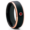 Ruby Tungsten Ring - Black Tungsten - Rose Gold Tungsten Ring - Clean Casting Jewelry