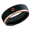 Ruby Tungsten Ring - Black Tungsten - Rose Gold Tungsten Ring - Black Wedding Ring