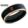 Ruby Tungsten Ring - Black Tungsten - Rose Gold Tungsten Ring - Black Wedding Ring