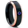 Blue Sapphire Tungsten Ring - Black Tungsten Ring - Rose Gold Tungsten Ring - Clean Casting Jewelry