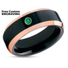Black Wedding Ring - Rose Gold Tungsten Ring - Anniversary Ring - Emerald Ring - Wedding Band
