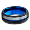 Blue Tungsten Wedding Ring - Black Wedding Ring - Black Wedding Ring - Tungsten Carbide