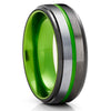 Gunmetal Wedding Ring - Green Wedding Band - Tungsten Wedding Ring - Green Wedding Band