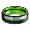Green Wedding Ring - Black Wedding Ring - Green Ring - Tungsten Carbide Ring - Green Ring