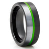 Green Tungsten Wedding Ring - Black Wedding Ring - Black Tungsten Ring - Green Ring