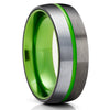 Gunmetal Tungsten Ring - Green Wedding Ring - Tungsten Wedding Ring - Gunmetal Ring