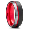 Black Wedding Ring - Red Wedding Ring - Tungsten Wedding Ring - Wedding Ring - Wedding Band