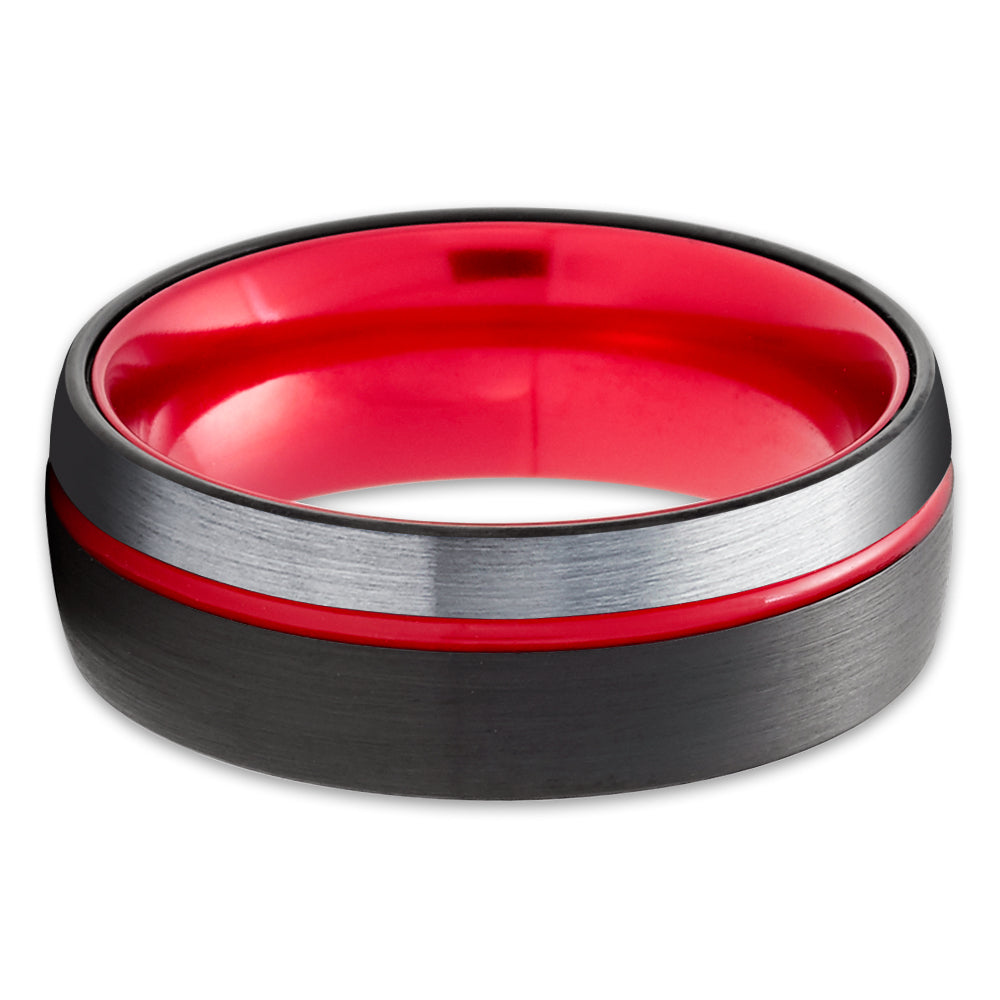 Black Wedding Ring - Red Wedding Ring - Tungsten Wedding Ring - Wedding Ring - Wedding Band