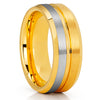 Tungsten Wedding Ring - Yellow Gold Ring - Yellow Gold Tungsten Ring - Engagement Ring