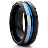 Blue Tungsten Wedding Ring - Black Tungsten Ring - Blue Wedding Band - Tungsten Ring