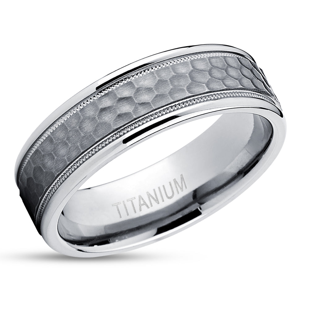 Titanium Wedding Ring - Titanium Wedding Ring - Hammered Wedding Ring - Titanium Ring - Wedding Ring