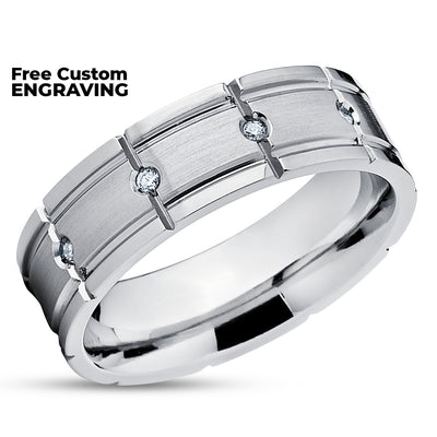 Titanium Wedding Ring - White Diamond Ring - Diamond Wedding Ring - Wedding Band - Ring