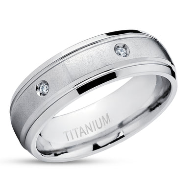 Titanium wedding Ring - Diamond Wedding Ring - Titanium Wedding Band - Engagement Ring
