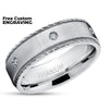 Diamond Wedding Band - Titanium Wedding Ring - Wedding Ring - Engagement Ring - Titanium