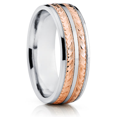 Rose Gold Wedding Ring - Rose Gold Wedding Ring - Titanium Wedding Band - 14k Rose Gold
