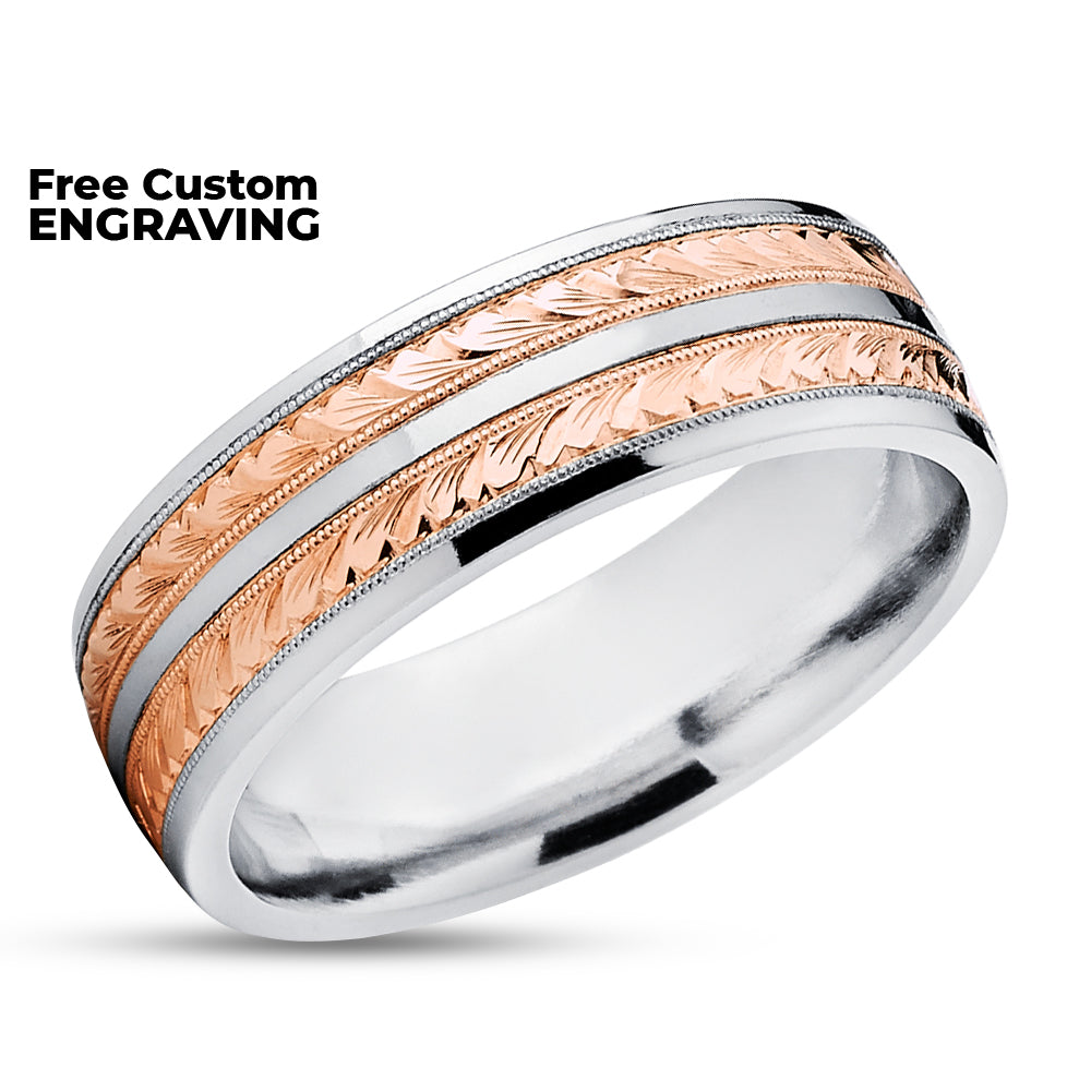 Rose Gold Wedding Ring - Rose Gold Wedding Ring - Titanium Wedding Band - 14k Rose Gold
