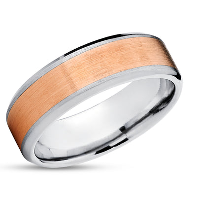 Rose Gold Wedding Ring - Titanium Wedding Band - 14k Rose Gold - Engagement Ring
