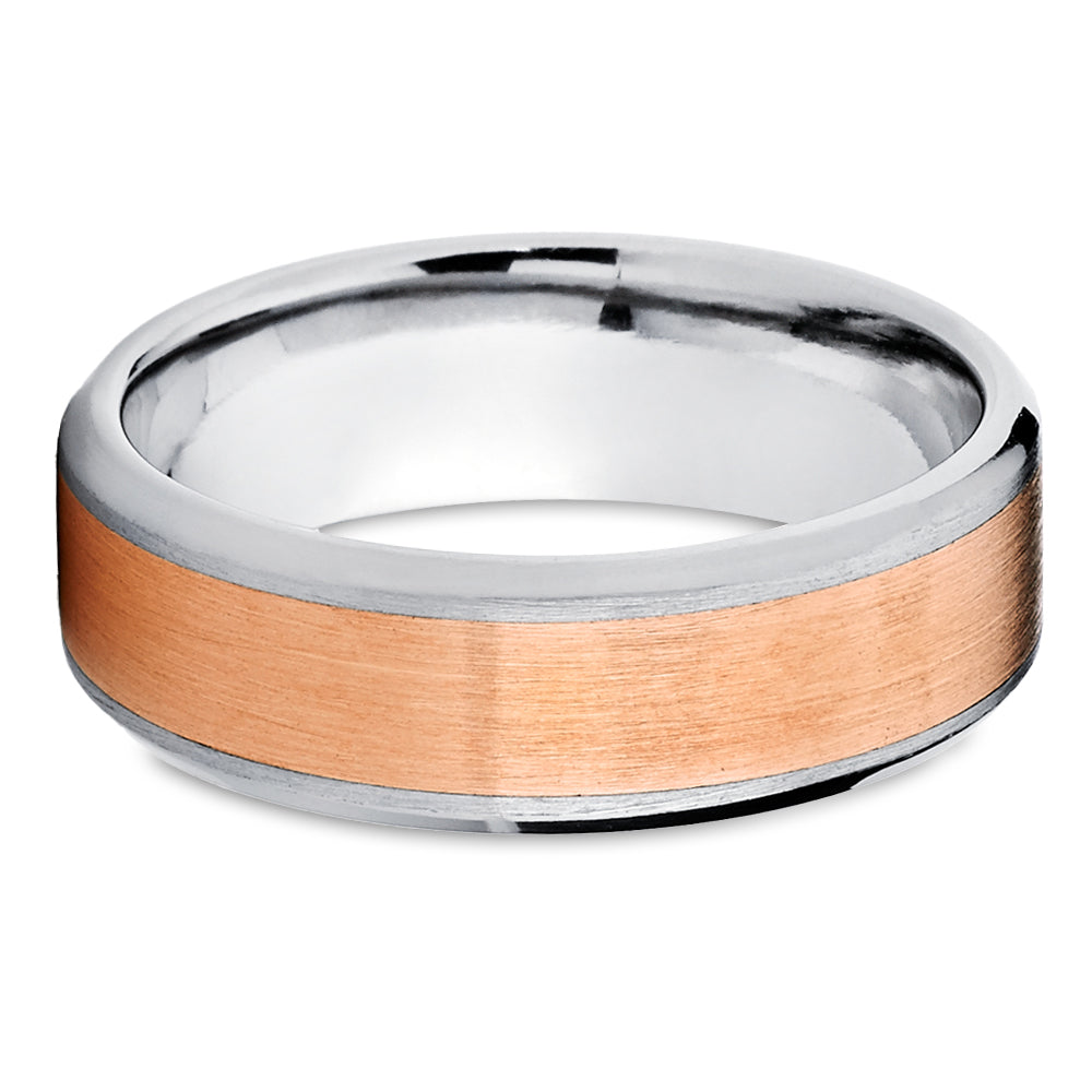 Rose Gold Wedding Ring - Titanium Wedding Band - 14k Rose Gold - Engagement Ring