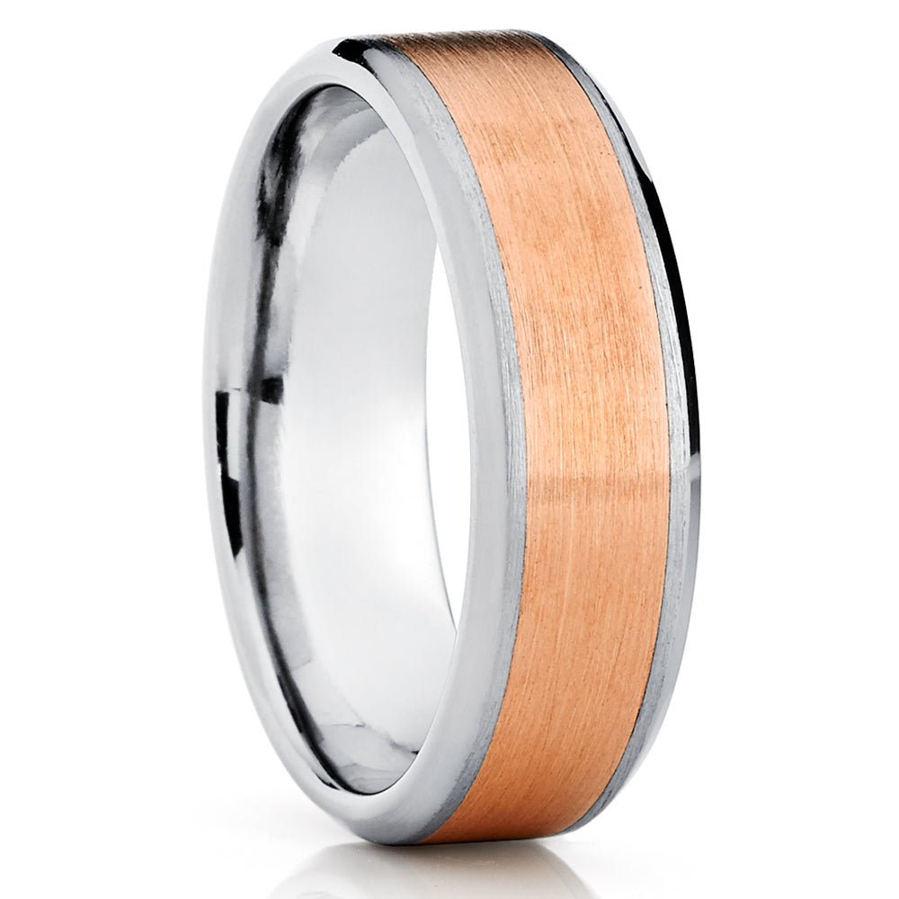 Rose Gold Wedding Ring - Titanium Wedding Band - 14k Rose Gold - Engagement Ring