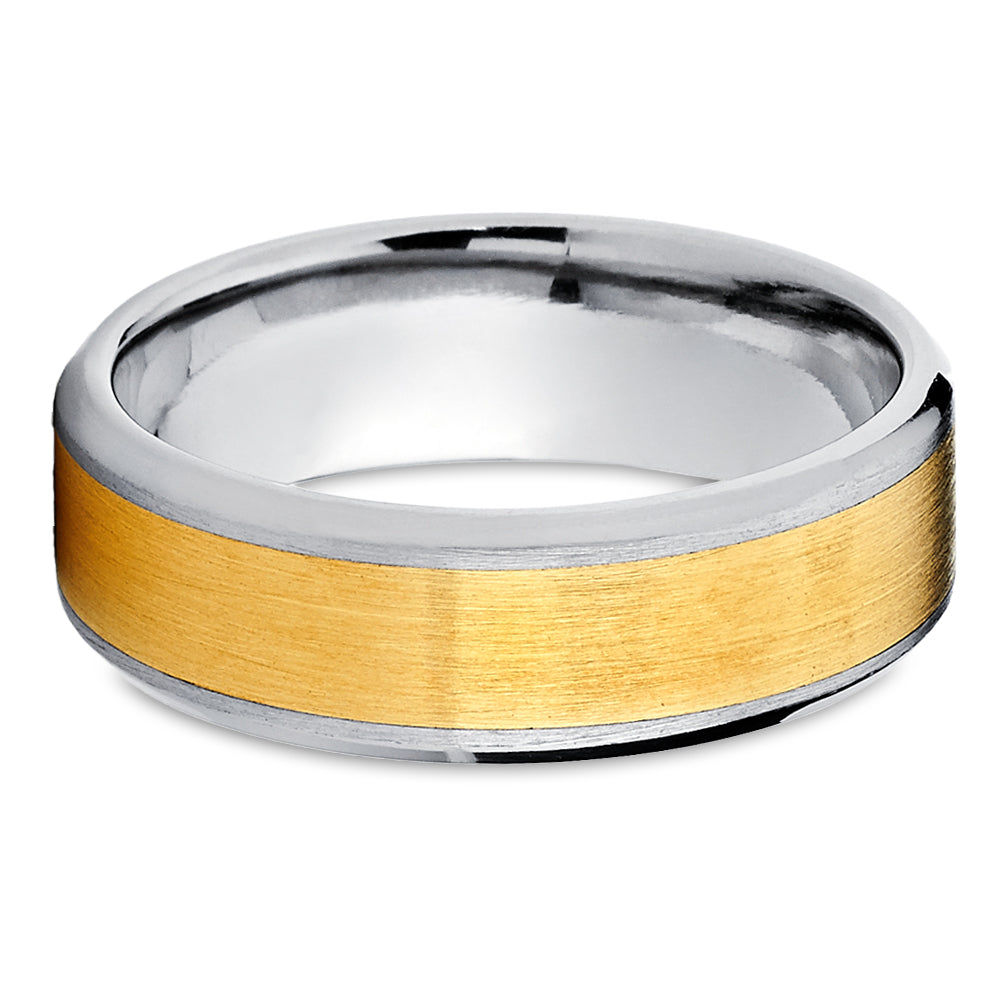 Yellow Gold Wedding Band - 14k Yellow Gold Ring - Titanium Ring - Anniversary Ring - Engagement