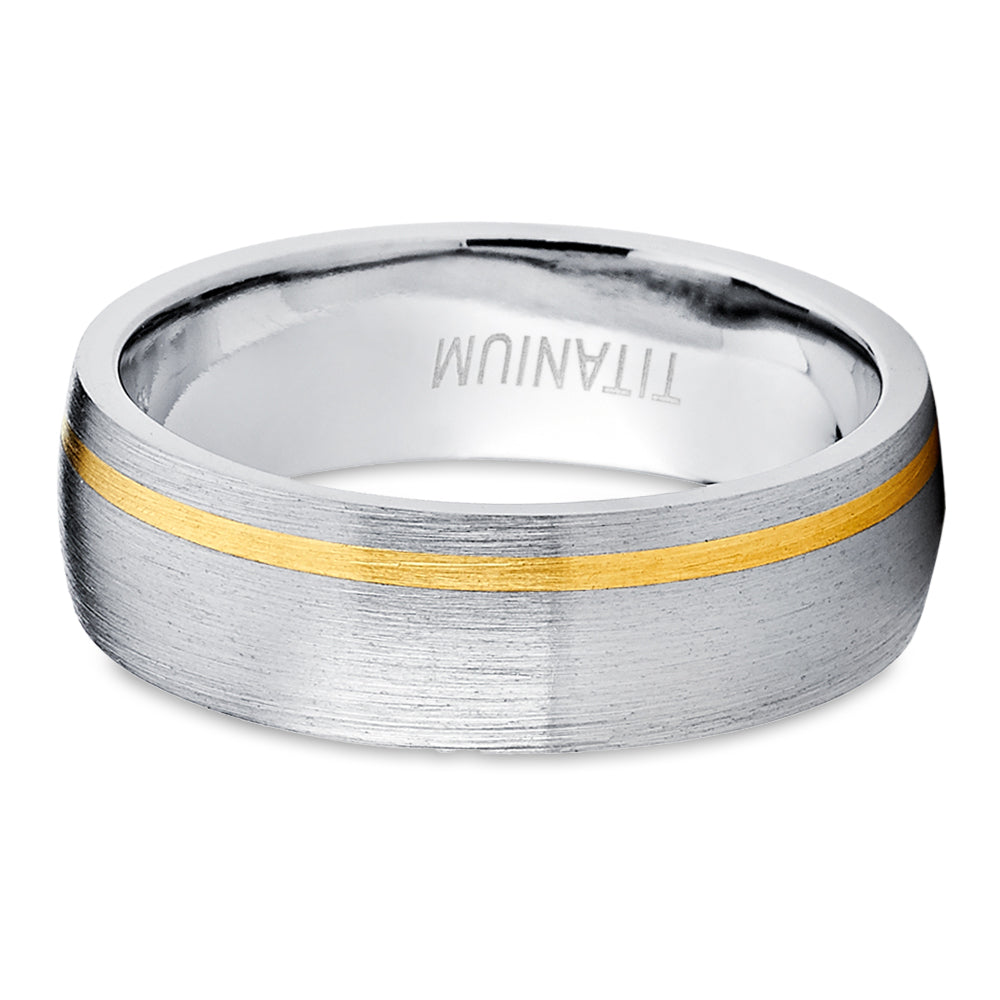 Yellow Gold Wedding Ring - Titanium Wedding Ring - 14k Yellow Gold - Engagement Ring