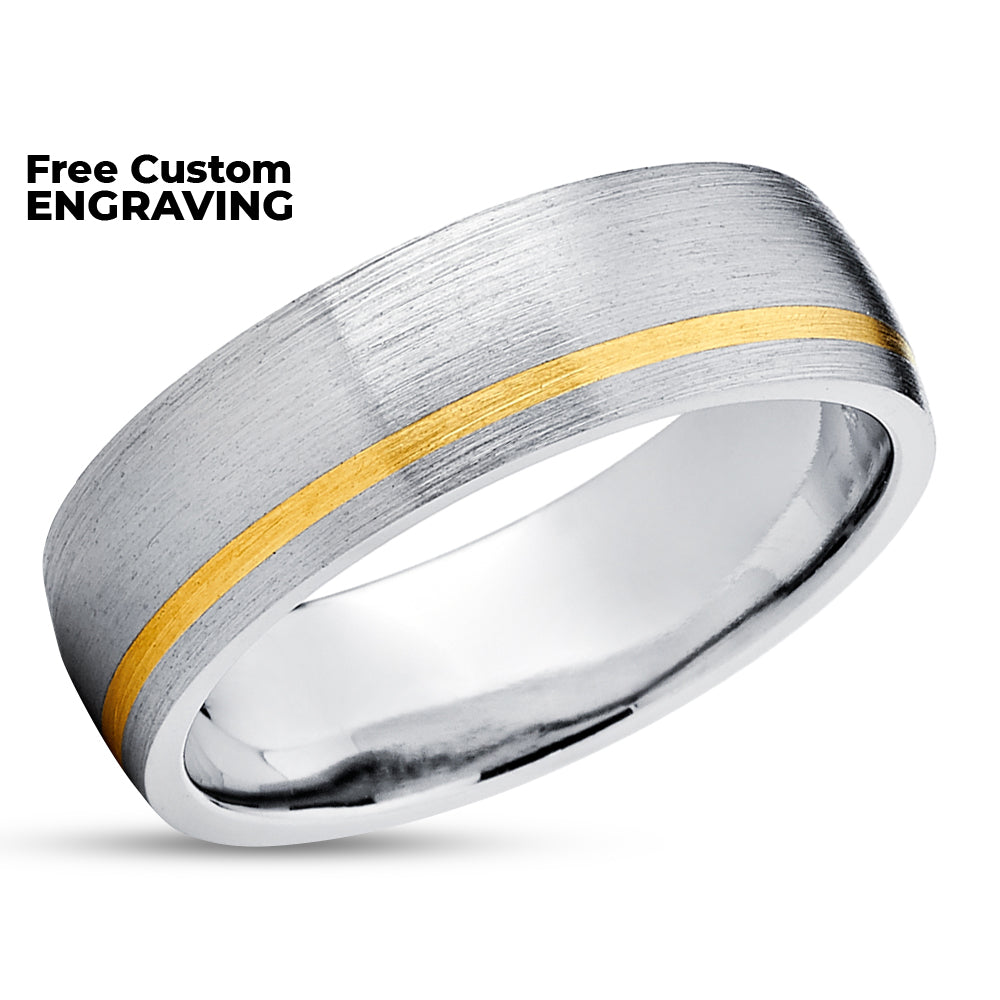 Yellow Gold Wedding Ring - Titanium Wedding Ring - 14k Yellow Gold - Engagement Ring
