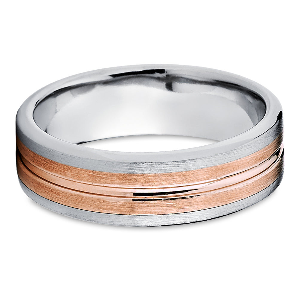 Rose Gold Wedding Ring - Titanium Wedding Band - 14k Rose Gold Ring - Engagement Ring