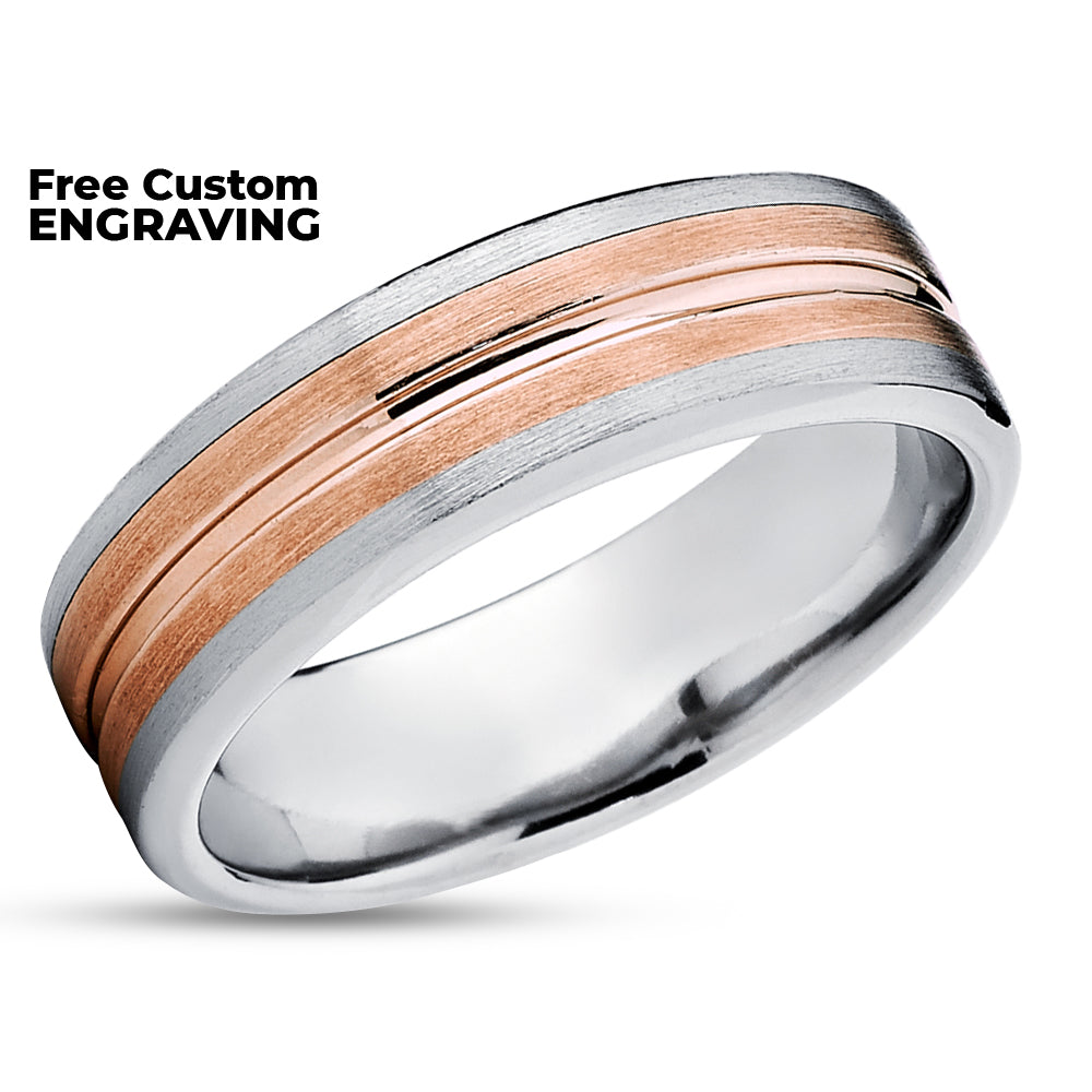 Rose Gold Wedding Ring - Titanium Wedding Band - 14k Rose Gold Ring - Engagement Ring