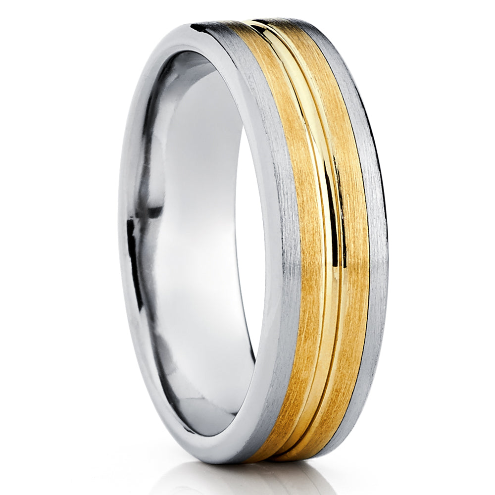Yellow Gold Wedding Ring - Wedding Band - Wedding Ring - Titanium Wedding Ring - 14k Yellow Gold