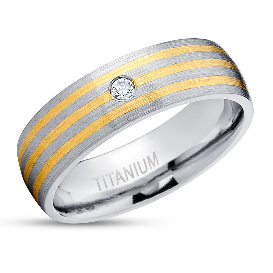 Yellow Gold Wedding Ring - Diamond Wedding Ring - Diamond - 14k Yellow Gold - Rings