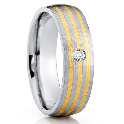 Yellow Gold Wedding Ring - Diamond Wedding Ring - Diamond - 14k Yellow Gold - Rings
