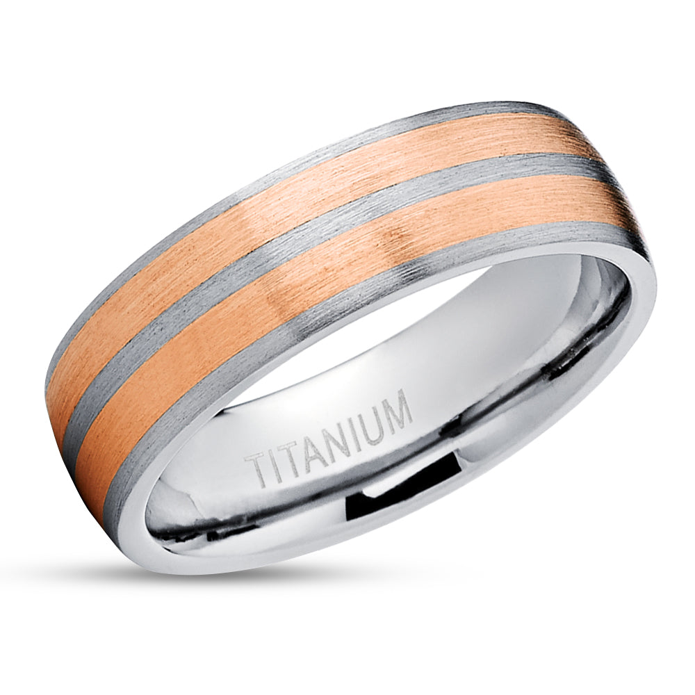 Titanium Wedding Ring - Rose Gold Wedding Ring - Wedding Ring - Rose Gold Band - 14k Rose Gold