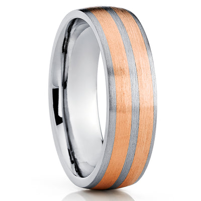 Titanium Wedding Ring - Rose Gold Wedding Ring - Wedding Ring - Rose Gold Band - 14k Rose Gold