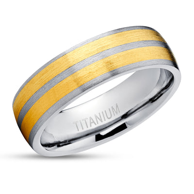 Yellow Gold Wedding Ring - Titanium Wedding Ring - 14k Yellow Gold - Engagement Ring - Titanium Band
