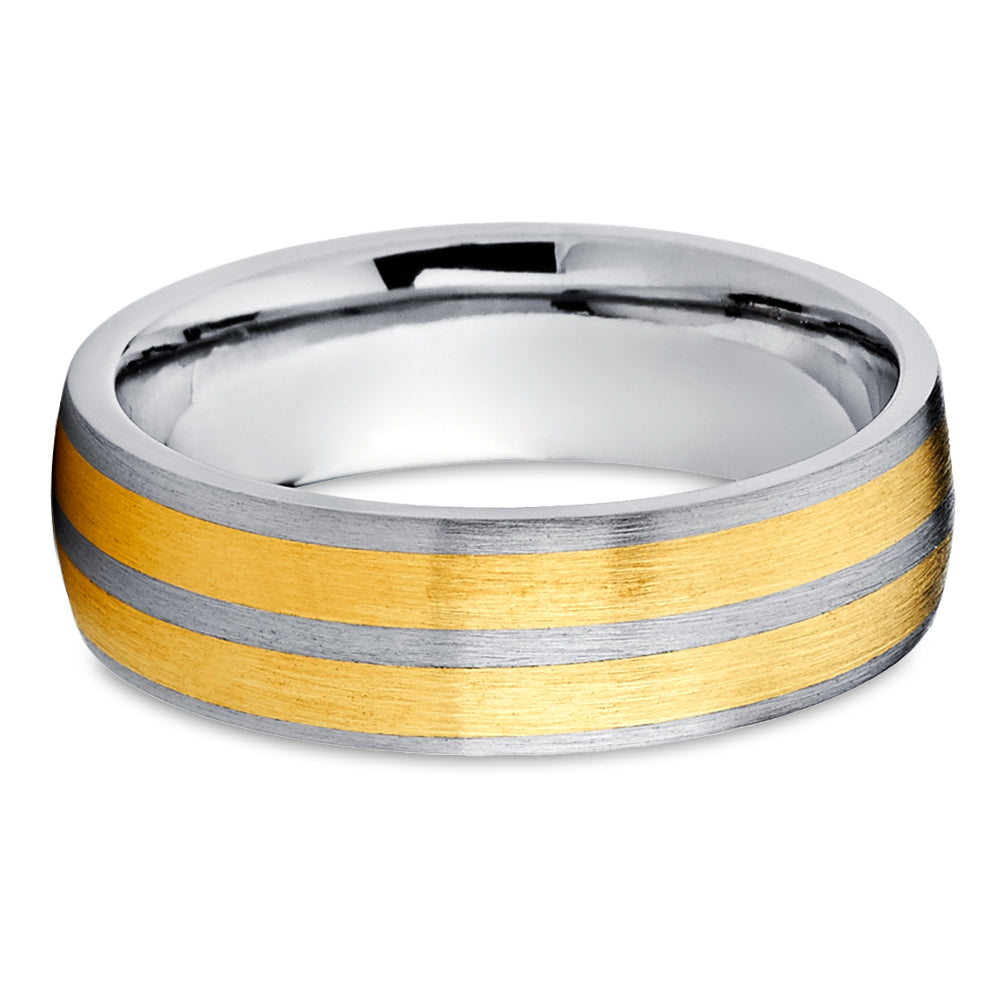 Yellow Gold Wedding Ring - Titanium Wedding Ring - 14k Yellow Gold - Engagement Ring - Titanium Band