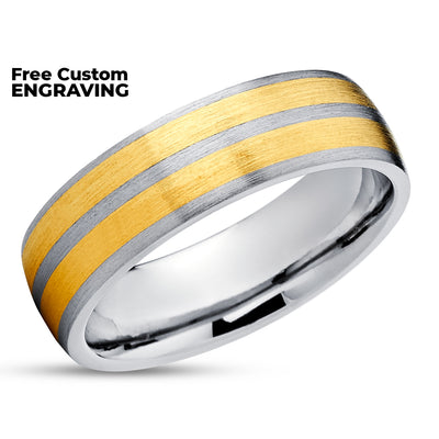 Yellow Gold Wedding Ring - Titanium Wedding Ring - 14k Yellow Gold - Engagement Ring - Titanium Band