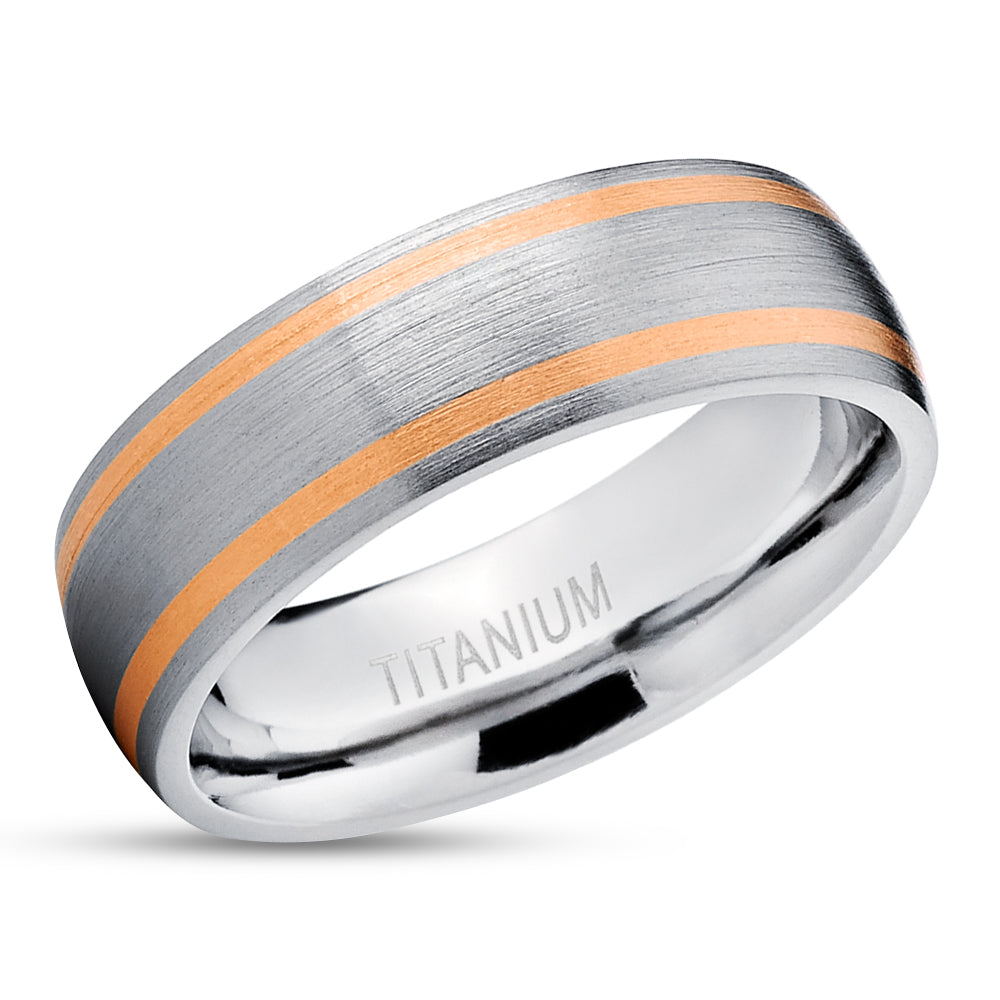 Rose Gold Wedding Ring - Titanium Wedding Ring - Titanium Wedding Ring - 14k Rose Gold Ring