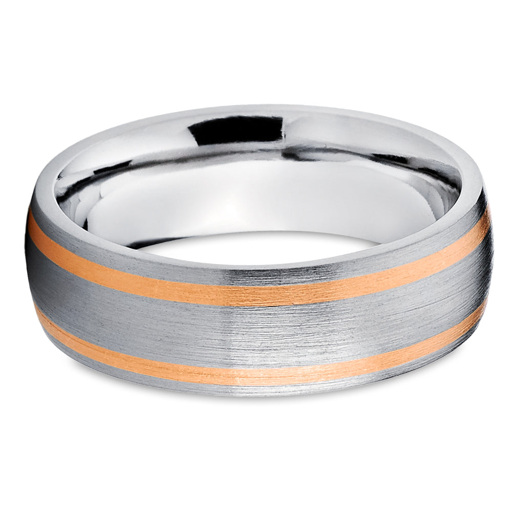 Rose Gold Wedding Ring - Titanium Wedding Ring - Titanium Wedding Ring - 14k Rose Gold Ring