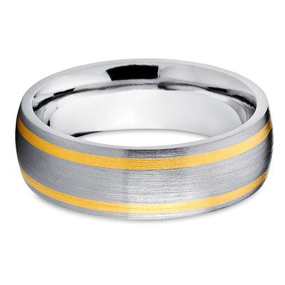 Yellow Gold Wedding Ring - Titanium Wedding Ring - 14k Yellow Gold - Titanium Ring